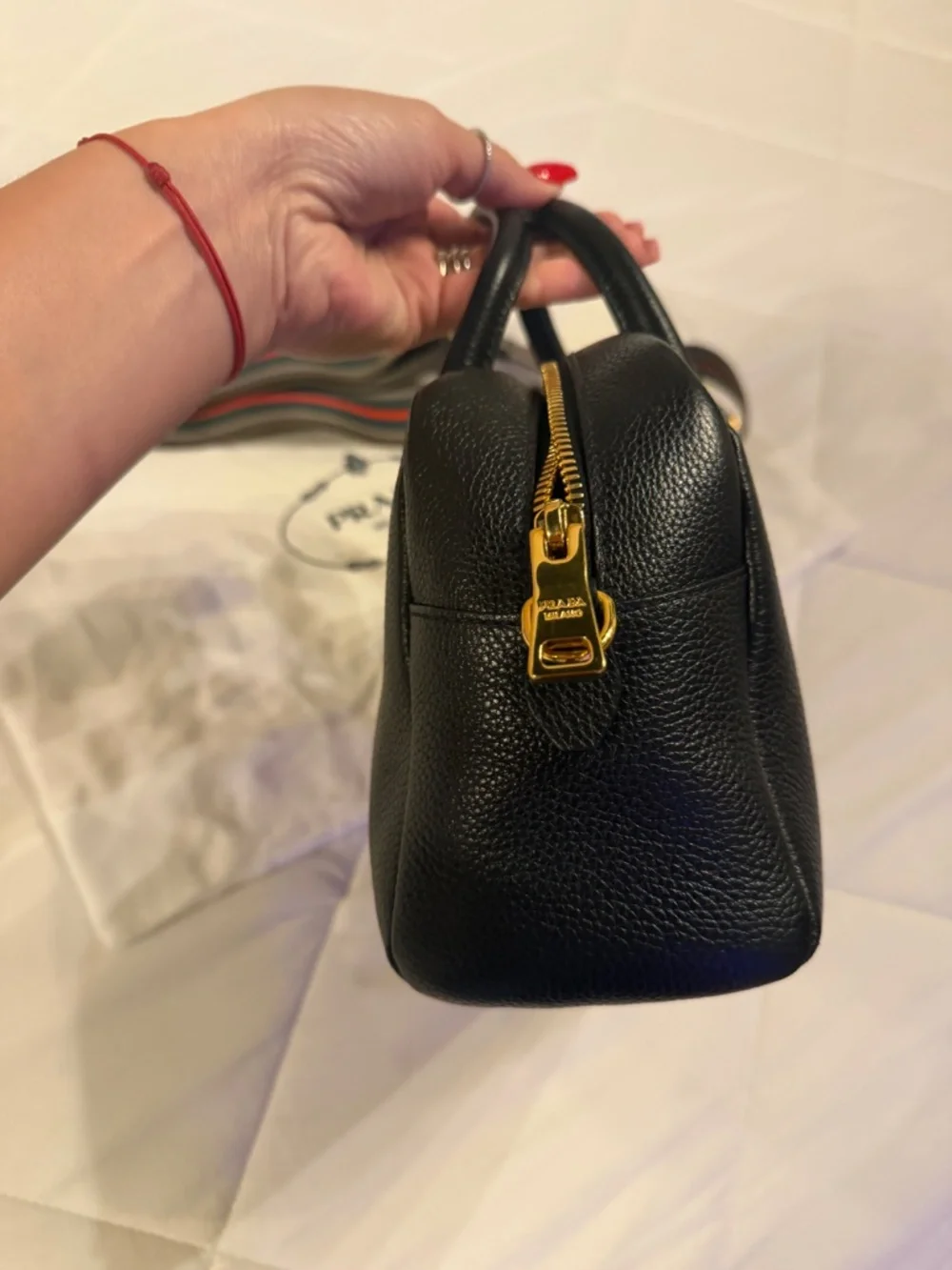 Prada Mini Vitello Phenix Bauletto Satchel Black